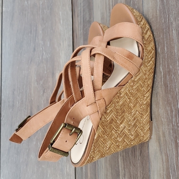 Jessica Simpson Julita strappy leather high wedge sandals shoes - Picture 3 of 11